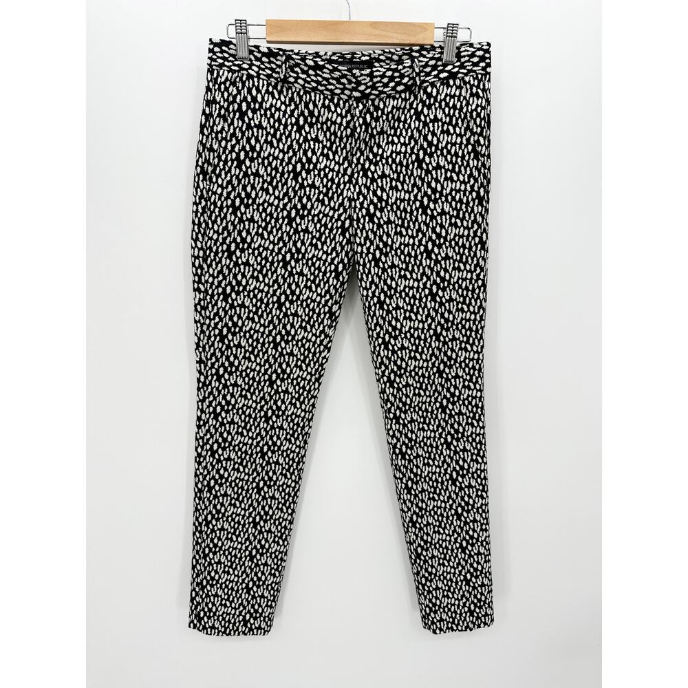 Banana Republic Dress Pants Women 2 Black White Polka Dot Trousers Polyester